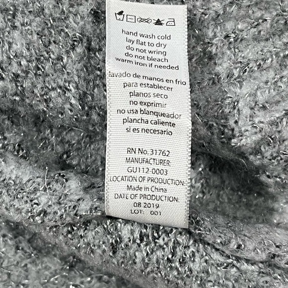 NEW Silver Metallic Floral Embellished Oversized Boucle Sweater HTF - Picture 12 of 16